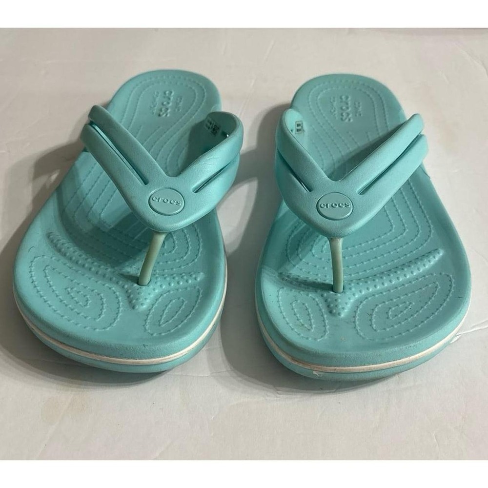 Crocs Flip Flops Sandals (Women's Size 8) Aqua Blue - Picture 2 of 6
